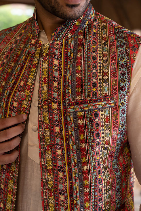 Red Printed Bundi